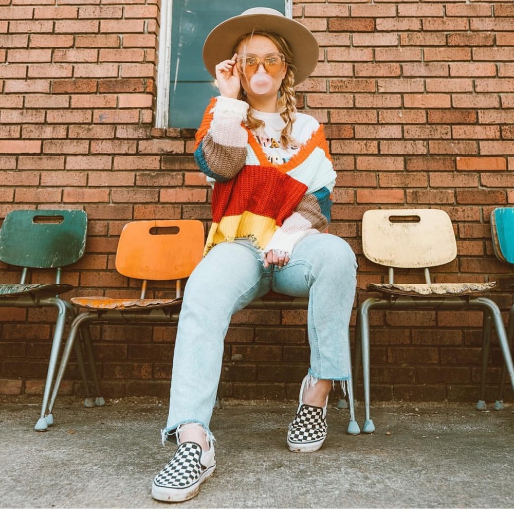 HOST PICK MULTI COLORED STRIPED DISTRESSED SWEATER - Picture 5 of 8